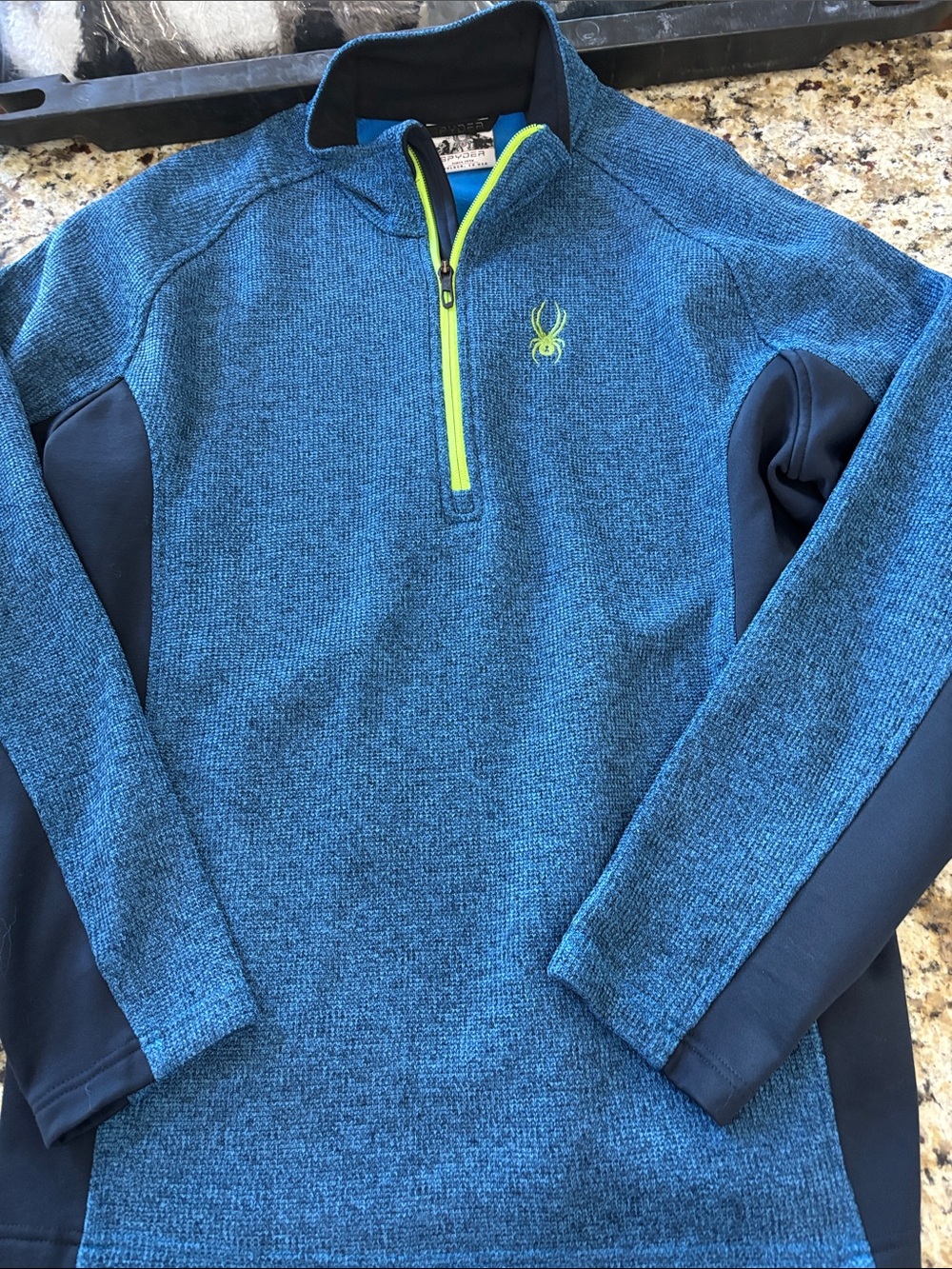 Spyder Men's Teal Blue Half‑Zip Pullover with Lime Accent